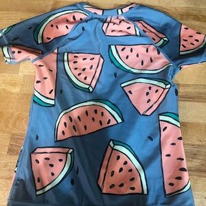 Watermelon Print Kids Swim Shirt